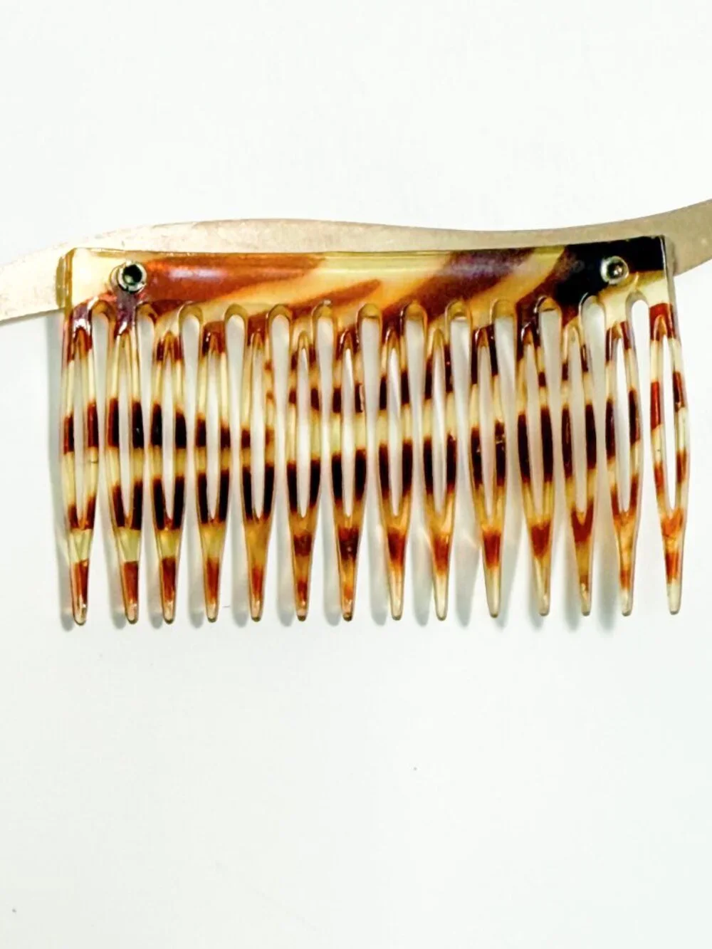 Vintage 1940s Faux Tortoiseshell Celluloid & Brass Hair Comb Barrette